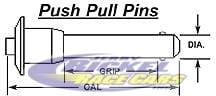 Push Pull Pins Button Head 3/8" Diameter, 1.000 Grip, Overall Length 2.364"