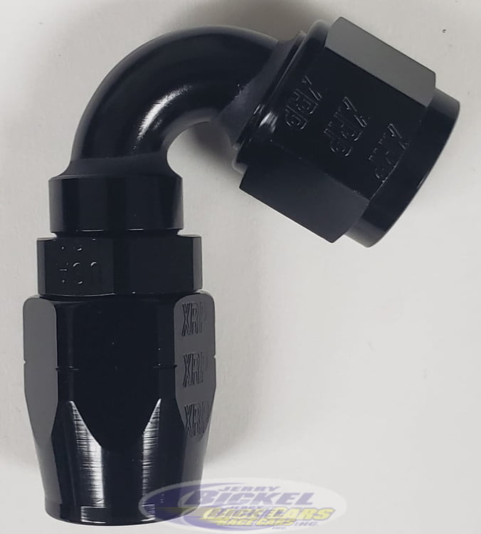 -16 120&ordm; Double Swivel Hose End - Aluminum - Black Anodized