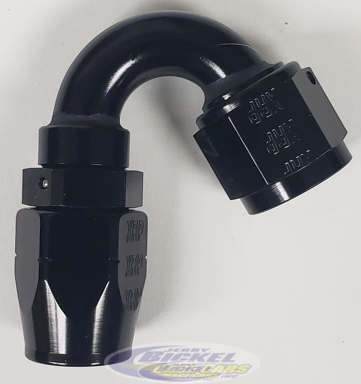 -8 150&ordm; Double Swivel Hose End - Aluminum - Black Anodized